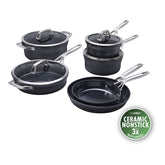 10-pc, Hard Anodized Ceramic Nonstick Cookware Set